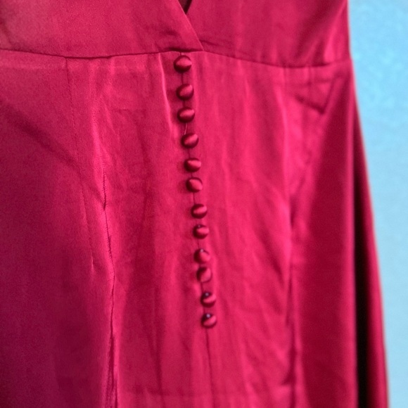 Extravagance Wine Red Satin Button-Back Maxi Dress NWOT Small - Picture 6 of 8